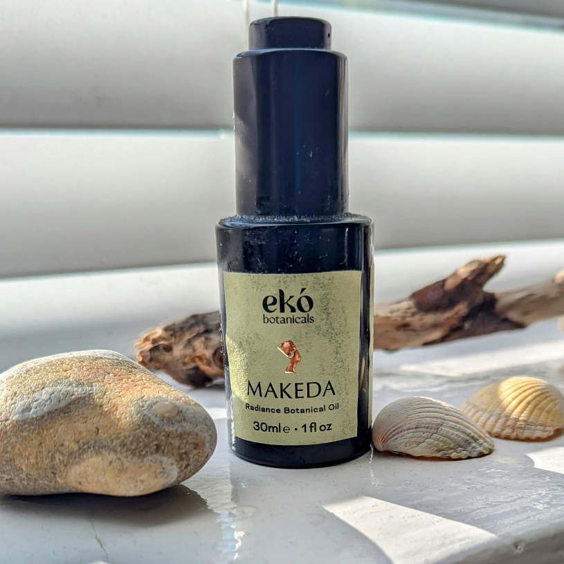 MAKEDA oil on windowsill with stones and seashells