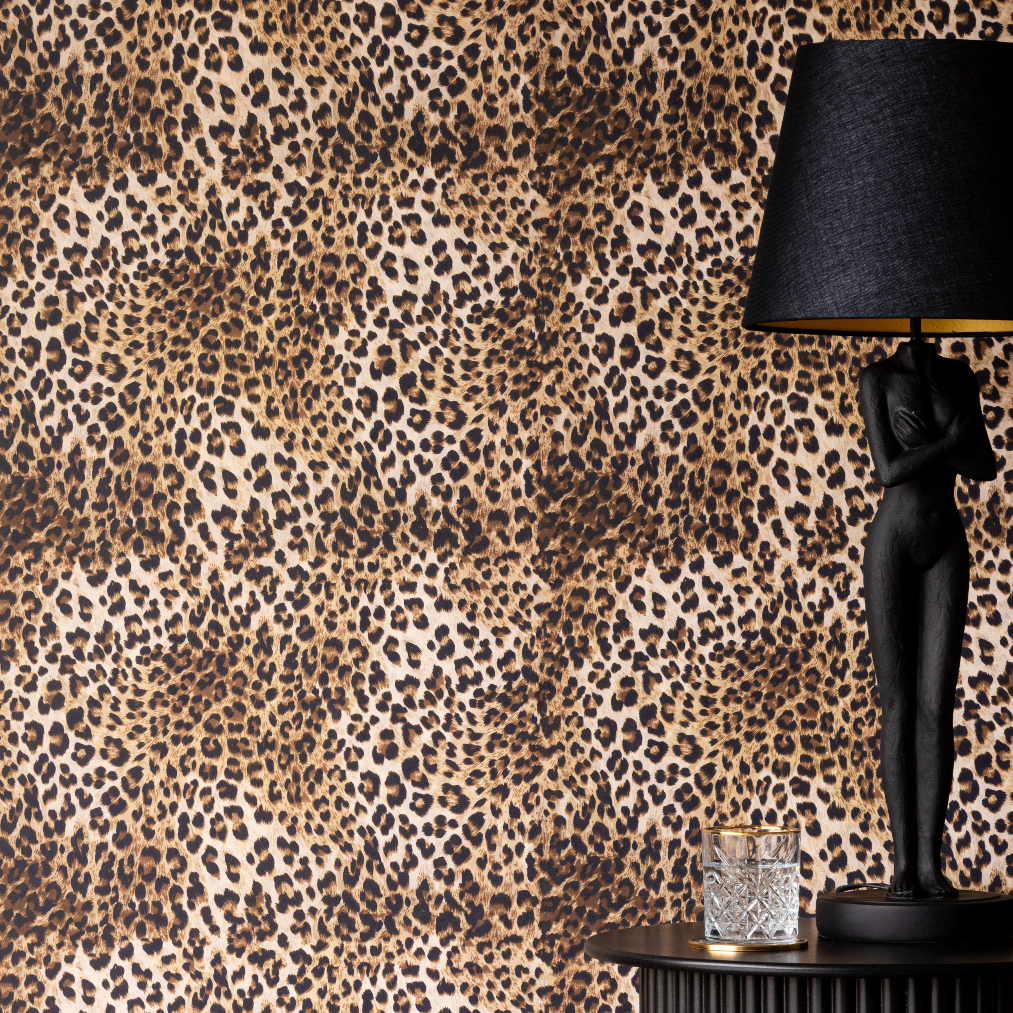 Rockett St George Leopard Love Wallpaper in a bedroom