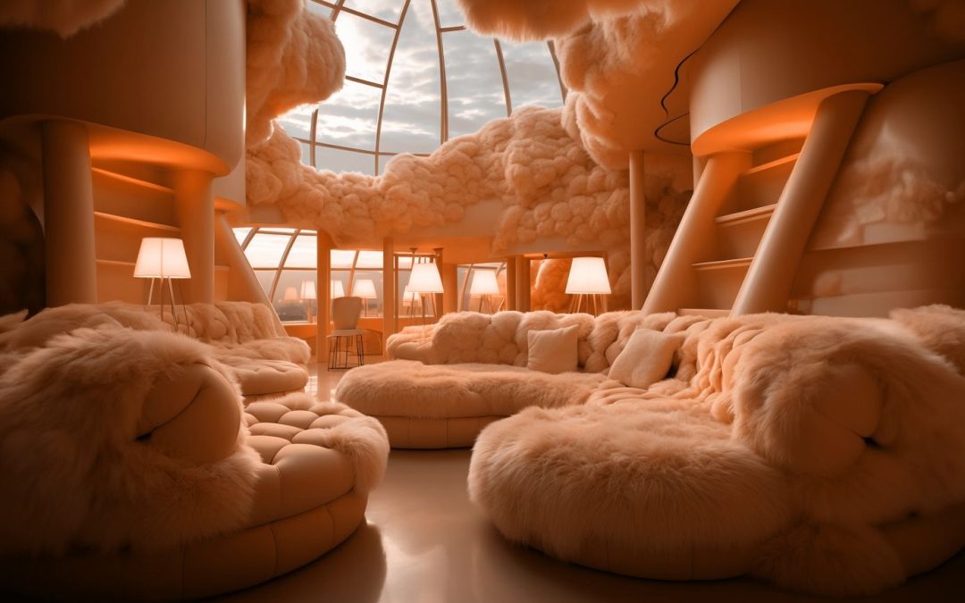 Fuzzy Comfy Hotel Lobby in Peach Fuzz
